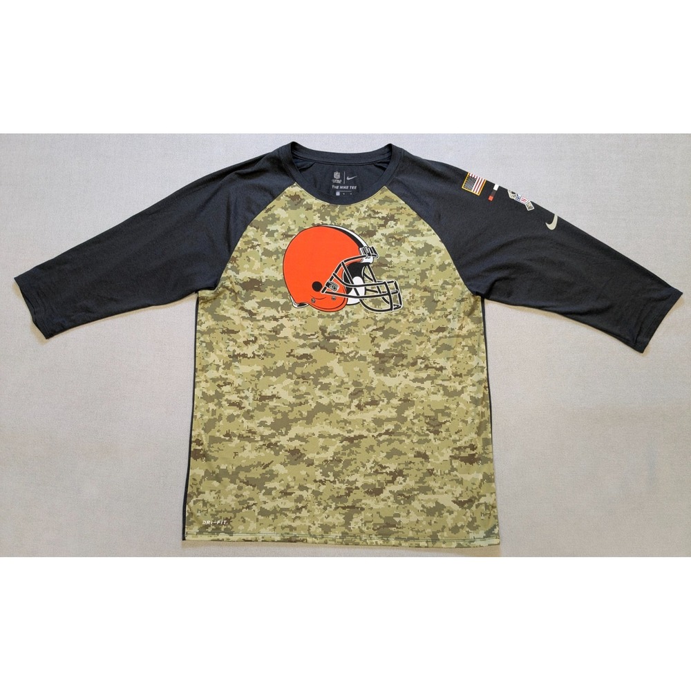 Cleveland Browns Shirt Mens Large Nike Salute To Service Camo Military Dri-Fit